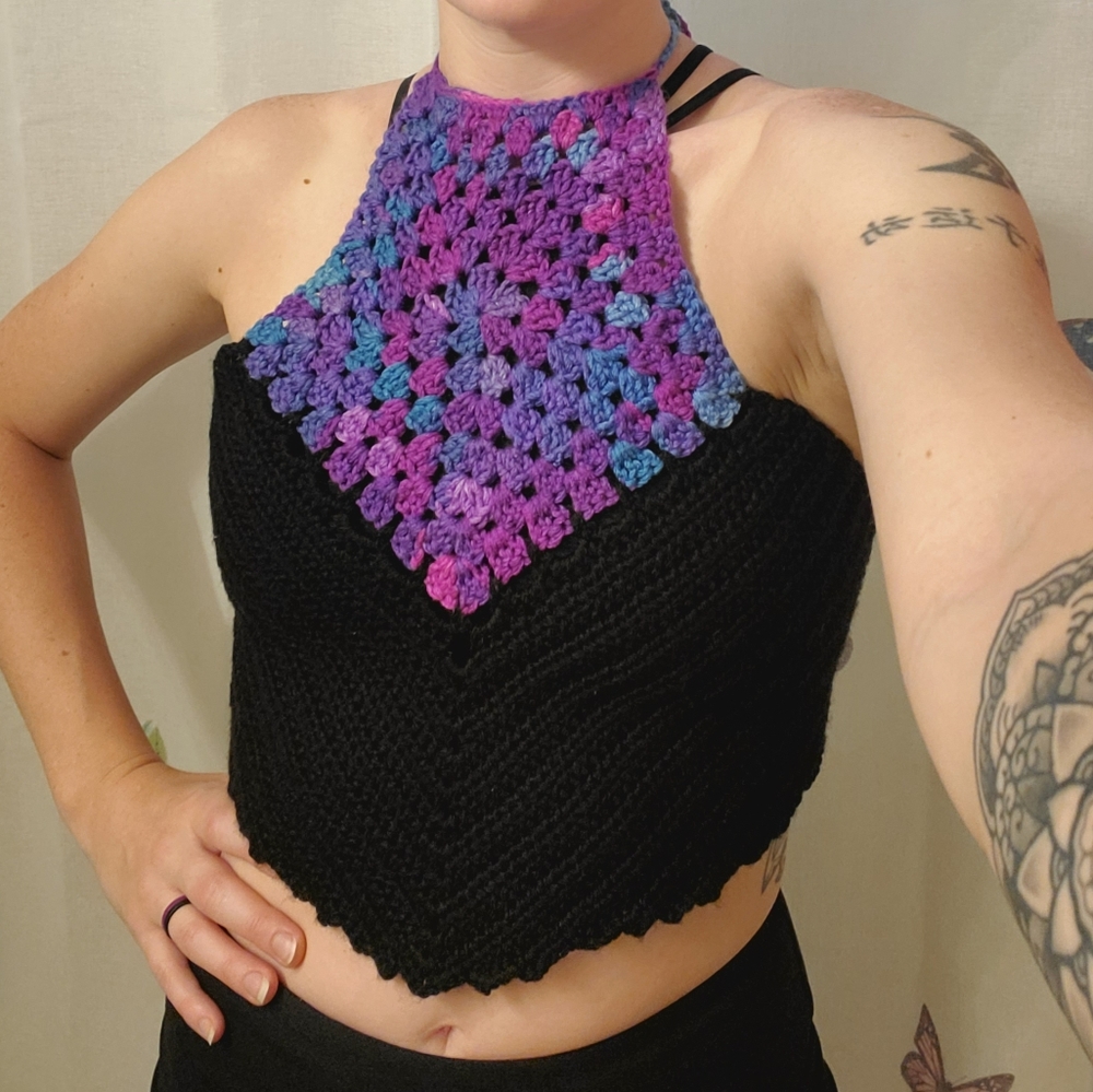 Crochet crop halter top
